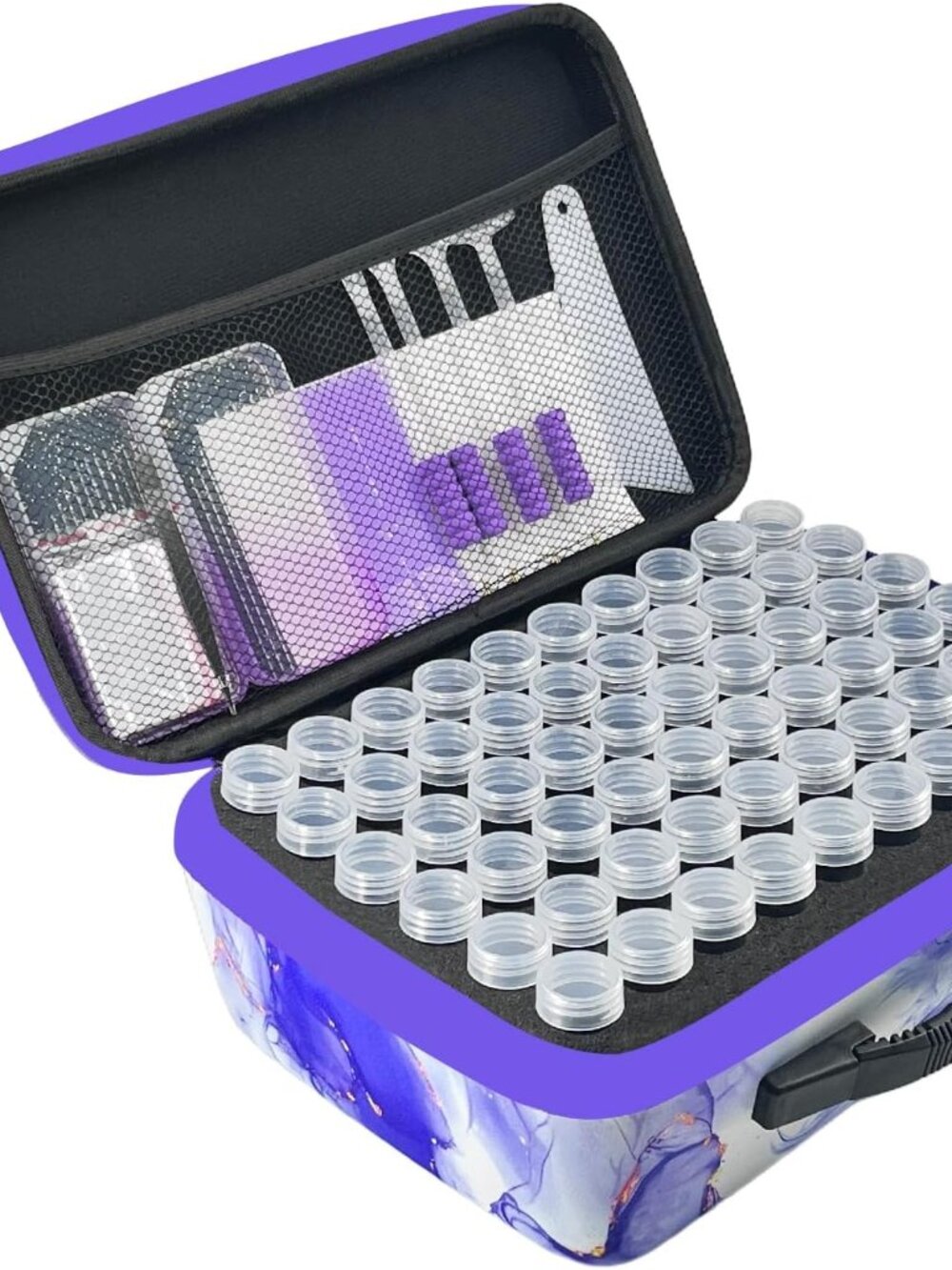NWT Purple 120 Slots Diamond Art Storage with Dot Drill Tools